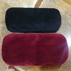 2 Gucci Black and Red Velvet Eyewear Cases. Price For Both.